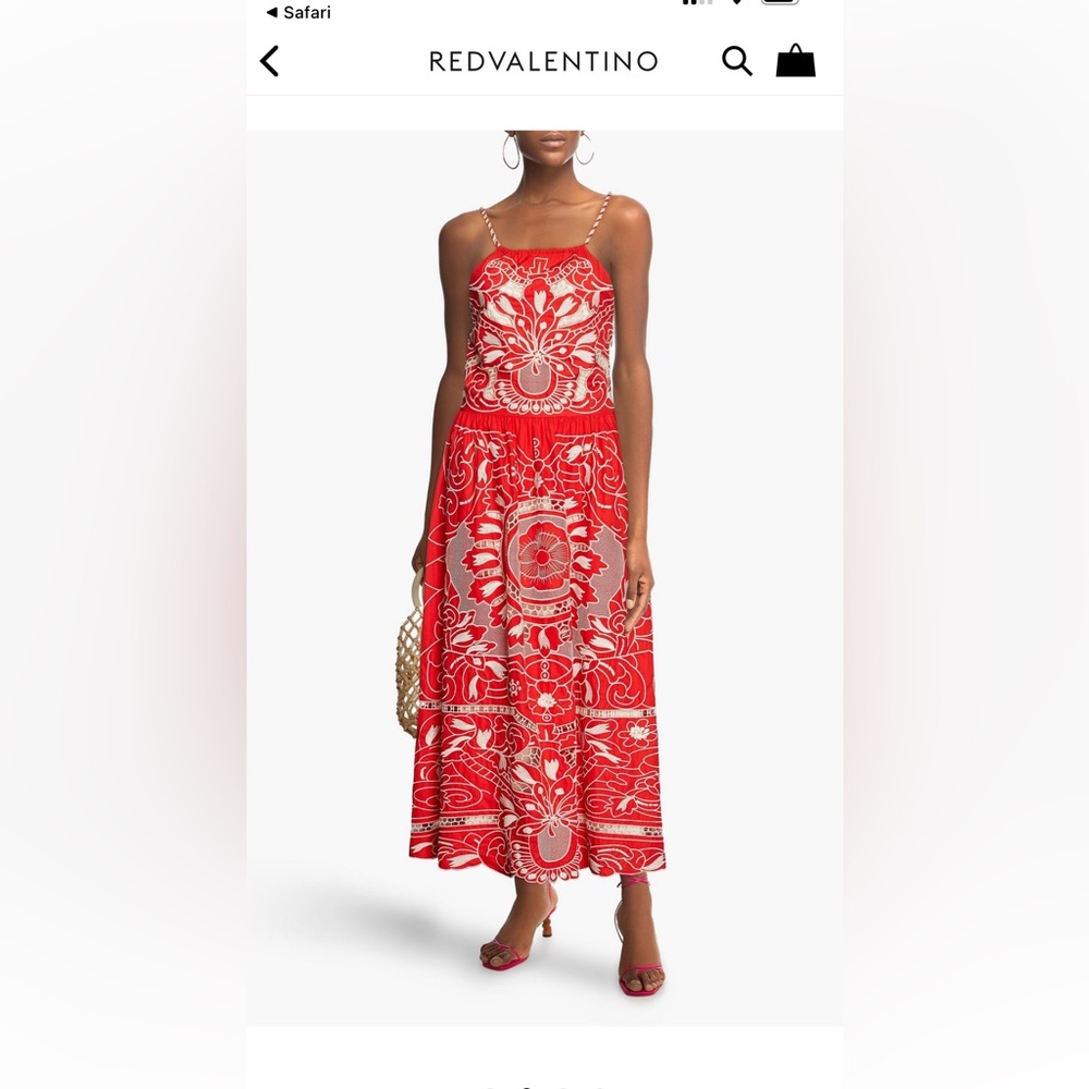 REDVALENTINO Gatherer Broderie Anglaise-Cotton Midi Dress